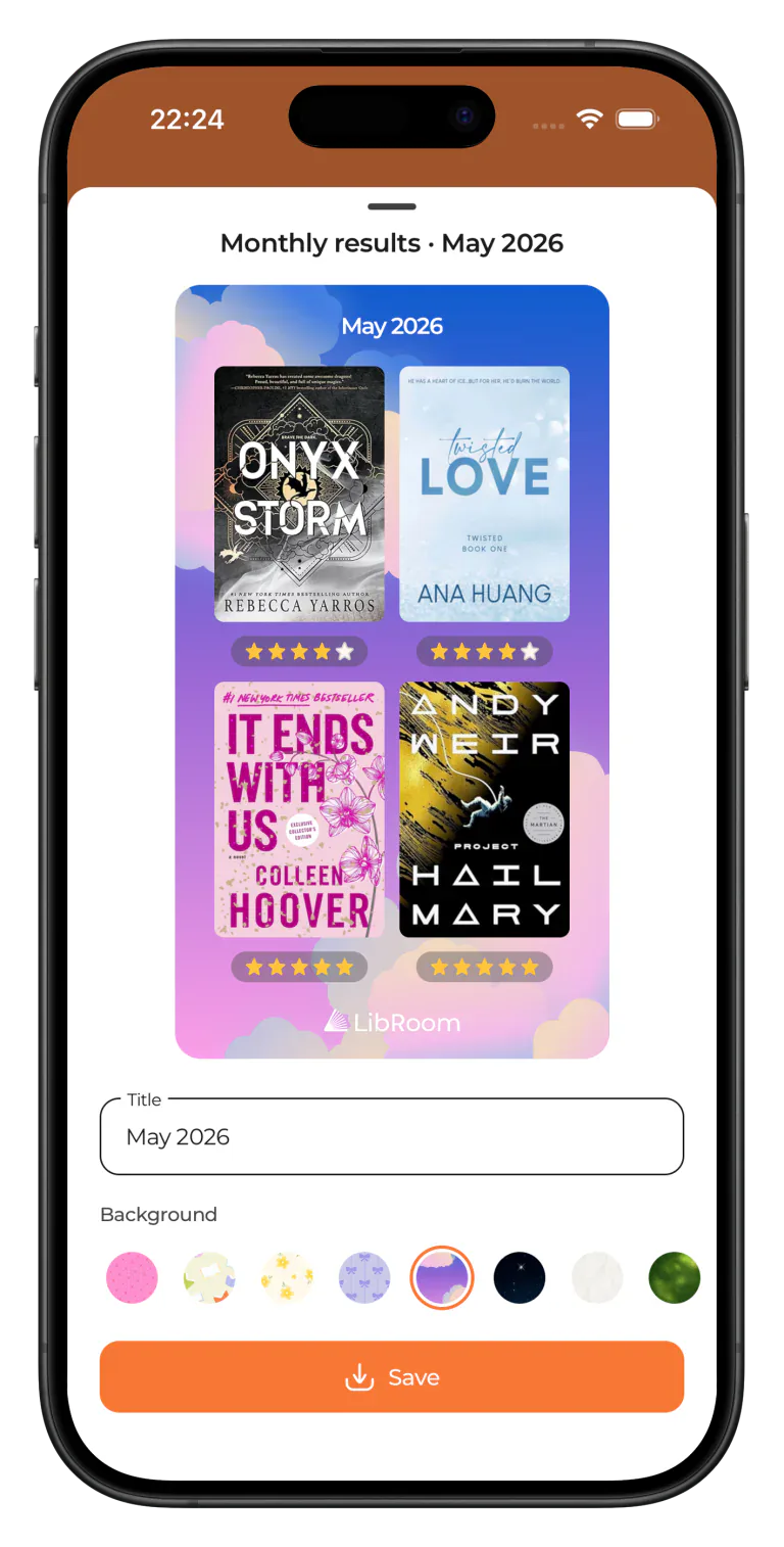 LibRoom app: Shareable Monthly Results